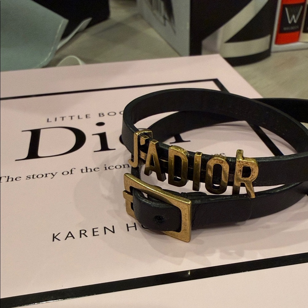 Christian Dior J’ADIOR Leather Choker Bracelet Gold Logo Convertible Rare - Picture 9 of 11